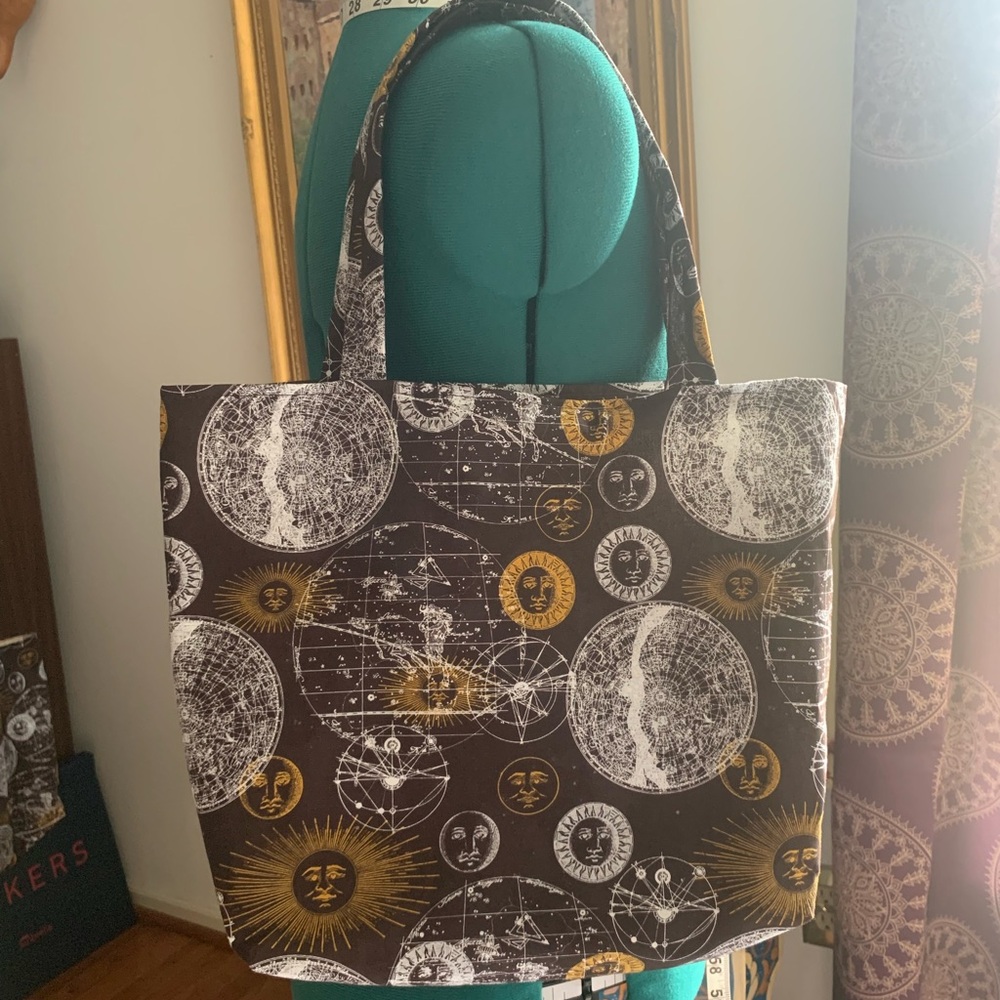 Black and Gold Structured Tote Bag
